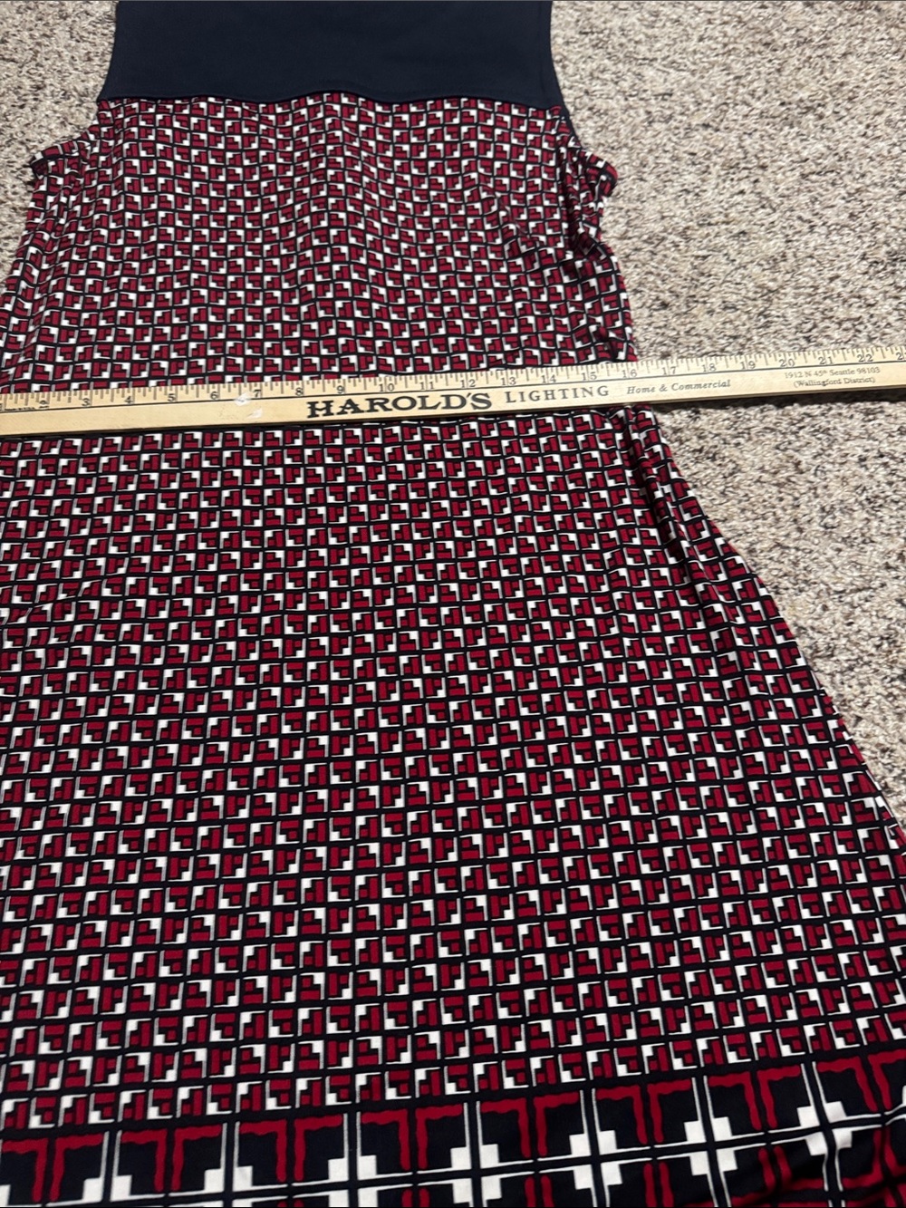 Tory Burch Black and Red Geometric Midi Skirt - Picture 6 of 6